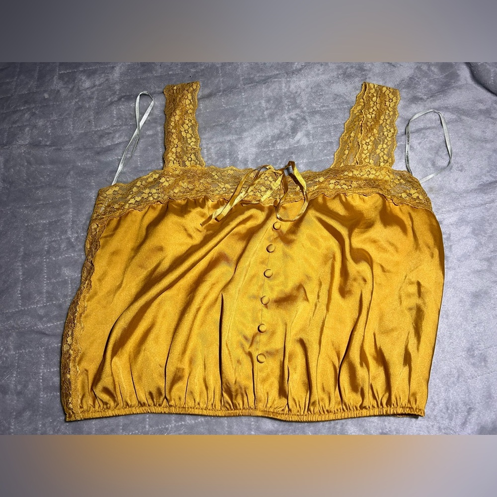 Forever 21 drop top tank gold yellow